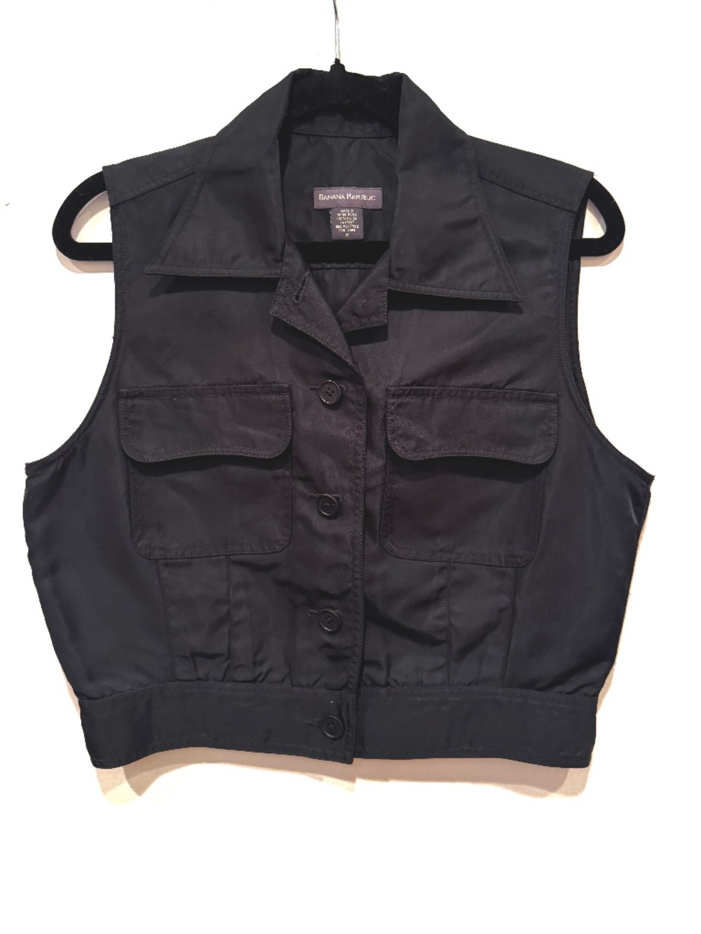 Vintage Banana Republic Black Cropped Utility Vest Size M